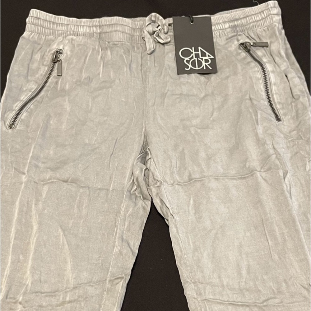 NWT Chaser Rayon Ankle Pants Drawstring and Side Zipper Pockets